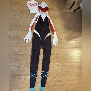 Medium Spider Gwen Costume. White, black, pink and blue.